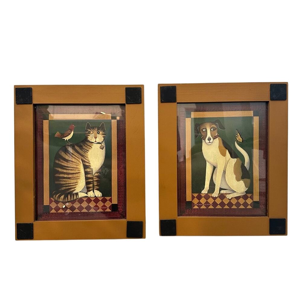 Diane Ulmer set of prints - Temptation I (cat) temptation II (dog) - framed